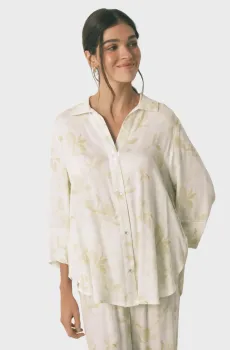 Женская желтая пижама с узором (рубашка, брюки) Желтый M womensecret 3593015