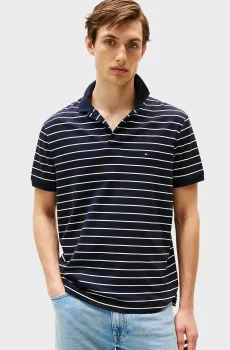 Мужское темно-синее поло в полоску LIQUID COTTON REG Синий S Tommy Hilfiger MW0MW39994