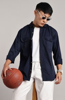 7TH LEGION Smart Cargo Cotton Regular Fit Spread Collar Casual Shirt