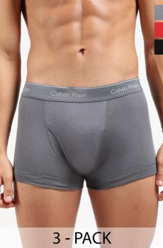 Calvin Klein Underwear Pack of 3 Cotton Assorted Solid Trunks