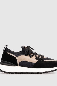 Черные комбинированные кроссовки с кристаллами