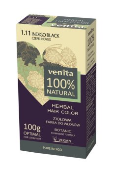 Растительная краска для волос Venita Natural Herbal Hair Color 100% Natural 1.1 Indigo Black, 100 г