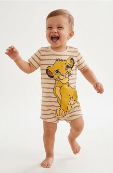 Бавовняний ромпер з принтом Simba The Lion King - кремовий