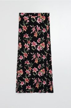 Віскозна міді спідниця з боковими розрізами - пастельний рожевий