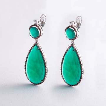 Золотые серьги (агат, гранат, цирконий) 7025256 Золотые серьги (агат, гранат, цирконий) 7025256