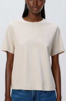 Reserved - Футболка з вишитим написом - бежевий - 182HT-08X