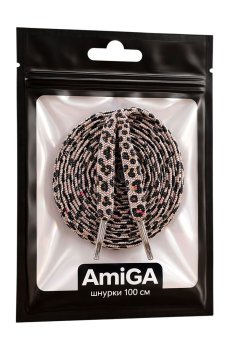 Шнурки AmiGA 100 см, леопард, коричневые