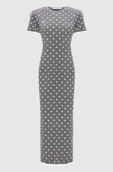 Серое платье миди в горох