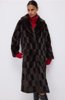 Reserved - Пальто зі штучного хутра - темно коричневий - 049HV-89X