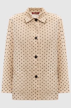 Коричневая рубашка с леном в горох
