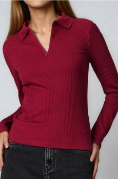 Джемпер з довгим рукавом - бордовий