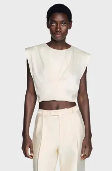 Женский белый топ Белый S Sandro SFPTO00867_Ecru