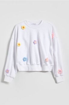 Reserved - Вільний світшот із квітами - кремовий - 954HV-01X