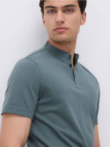 Reserved - Сорочка поло regular з коміром-стійкою - пильно-зелений - 842DI-97X