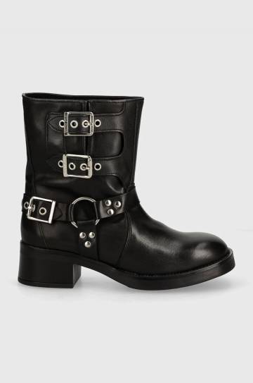 Кожаные полусапожки Steve Madden Becase женские цвет чёрный на плоском ходу SM11003095 Кожаные полусапожки Steve Madden Becase женские цвет чёрный на плоском ходу SM11003095