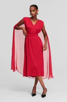 Женское красное платье midi ceremony cape dress Красный 40 Karl Lagerfeld 245W1300