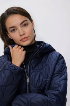 Reserved - Стьобана куртка з капюшоном - темно-синій - 476IA-59X