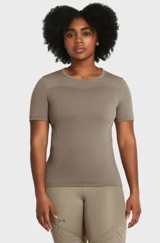 Женская коричневая футболка Rush Seamless SS-GRY Коричневый M Under Armour 1383637-200