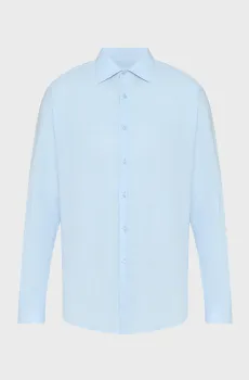 Мужская голубая льняная рубашка Голубой 41 Karl Lagerfeld 562616.605000;600