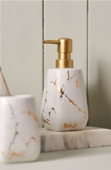 Дозатор для мила з мармуровим візерунком - білий