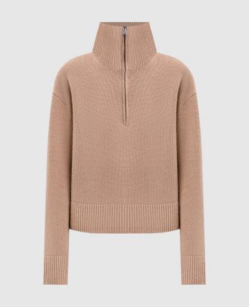 Бежевый свитер из кашемира с молнией Бежевый свитер из кашемира с молнией
