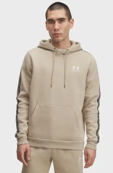 Мужское бежевое худи UA Icon Fleece HD Taping Бежевый M Under Armour 1389356-299