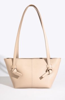 Бежева сумка-трапеція з екошкіри