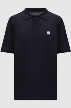 Синее поло с шелком с монограммой