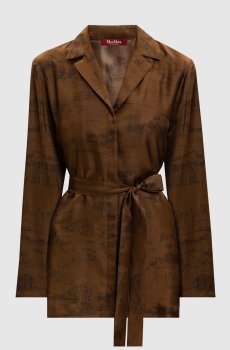 Коричневая блуза BITURO из шелка