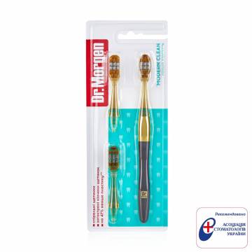 Зубная щетка Dr.Morgen Modern Clean со сменными насадками, средняя жесткость, золотая