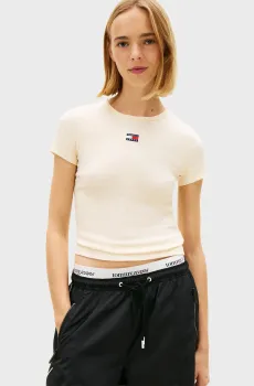 Женская желтая футболка BADGE Желтый M Tommy Jeans DW0DW17881