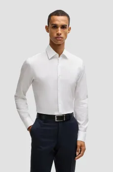 Мужская белая рубашка в полоску Белый 40 BOSS 50533040;100