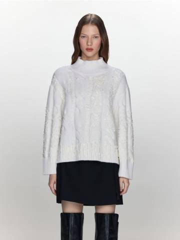 Reserved - LADIES` SWEATER - кремовий - 027DS-01X Reserved - LADIES` SWEATER - кремовий - 027DS-01X