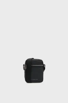 Мужская черная кожаная сумка BUS LEATHER MINI REPORTER Черный ONESIZE Tommy Hilfiger AM0AM14393
