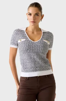 Женский серый твидовый джемпер Серый S Guess W6RR27.Z0361;FJ5N