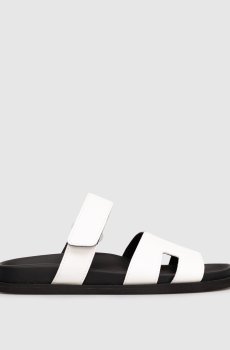 Белые кожаные шлепанцы