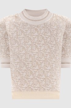 Бежевый топ в узор с люрексом
