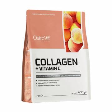Коллаген для суставов и связок OstroVit Collagen + Vitamin C с витамином C со вкусом персика, в порошке, 400 г
