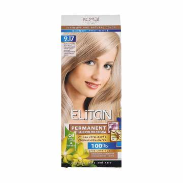 Стойкая крем-краска для волос Elitan Permanent Hair Color Cream 9.17 Перламутровый светло-светло русый, 115 мл Стойкая крем-краска для волос Elitan Permanent Hair Color Cream 9.17 Перламутровый светло-светло русый, 115 мл