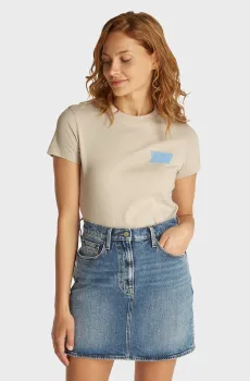 Женская бежевая футболка TJW REG TJ BUBBLE TEE Бежевый XXS Tommy Jeans DW0DW21338