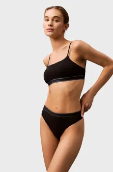 Женские черные трусики THONG Черный S Calvin Klein 000QF7954E