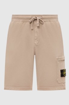 Бежевые шорты с патчем логотипа
