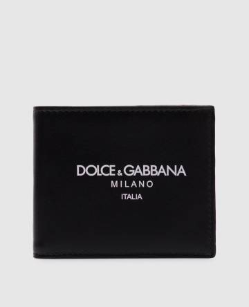 Черный кожаный портмоне с принтом логотипа