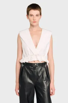 Женский белый топ Белый S Sandro SFPTO00830_Ecru