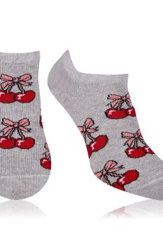Носки женские AmiGA укороченные, вишня с бантами, размер 23-25