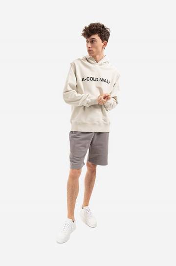 Хлопковая кофта A-COLD-WALL* Essential Logo Hoodie мужская цвет бежевый с капюшоном с принтом ACWMW057.-BONE Хлопковая кофта A-COLD-WALL* Essential Logo Hoodie мужская цвет бежевый с капюшоном с принтом ACWMW057.-BONE