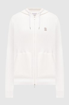 Белая спортивная куртка с вышивкой эмблемы