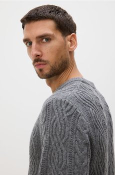 Reserved - Вовняний светр з плетеним візерунком - темно-сірий - 479GQ-90M