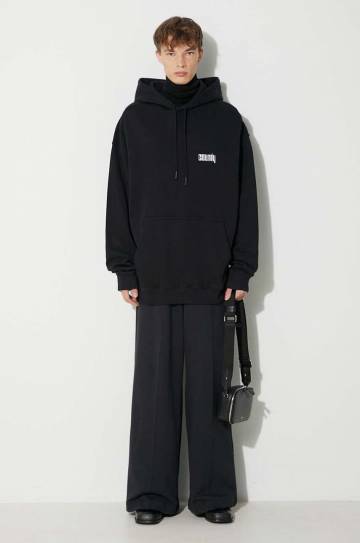 Хлопковая кофта Marcelo Burlon Disco God мужская цвет чёрный с капюшоном с принтом Хлопковая кофта Marcelo Burlon Disco God мужская цвет чёрный с капюшоном с принтом