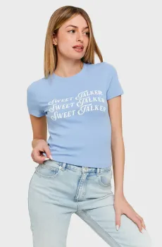 Женская голубая футболка Голубой M Tally Weijl STSCOPERIPA8